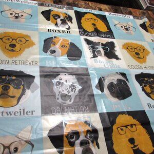 SPLASH Plastic Shower Curtain With Assorted Dogs Wearing Eye Glasses 70" X 72"